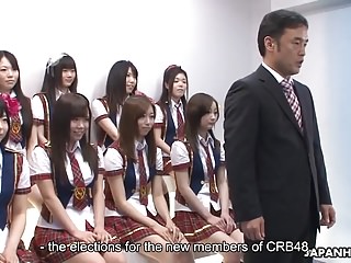 Japanese schoolgirls pull..